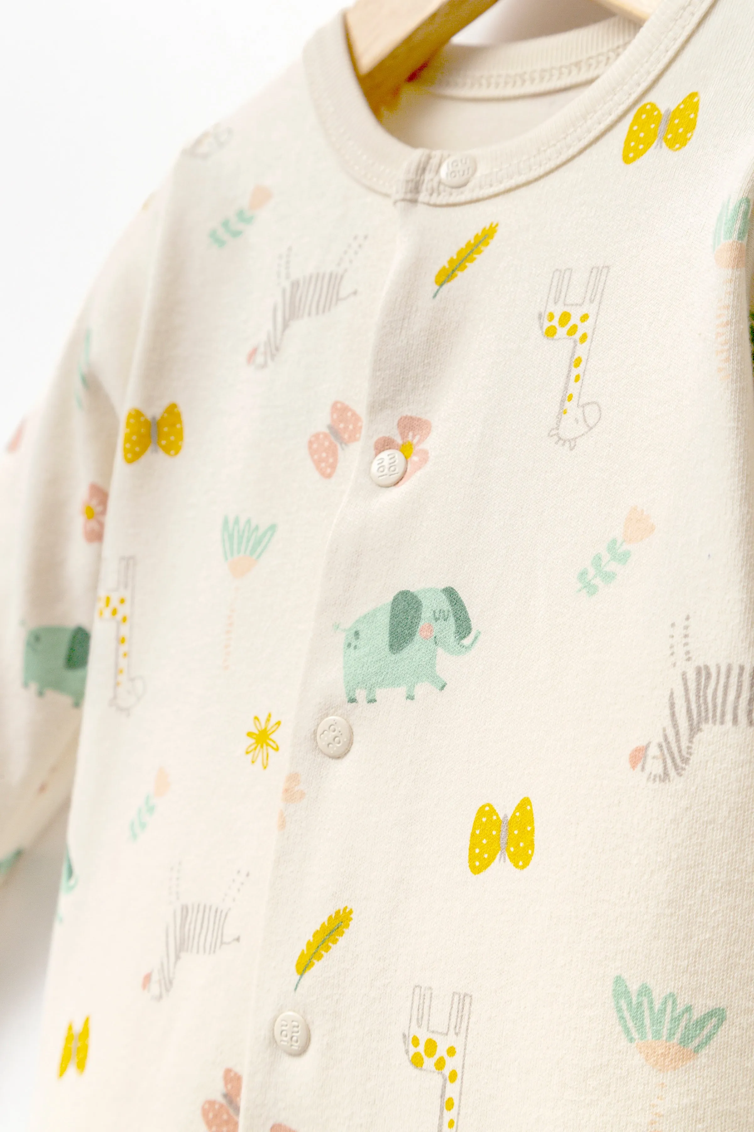 Cream Animal Print Babygrow & Hat