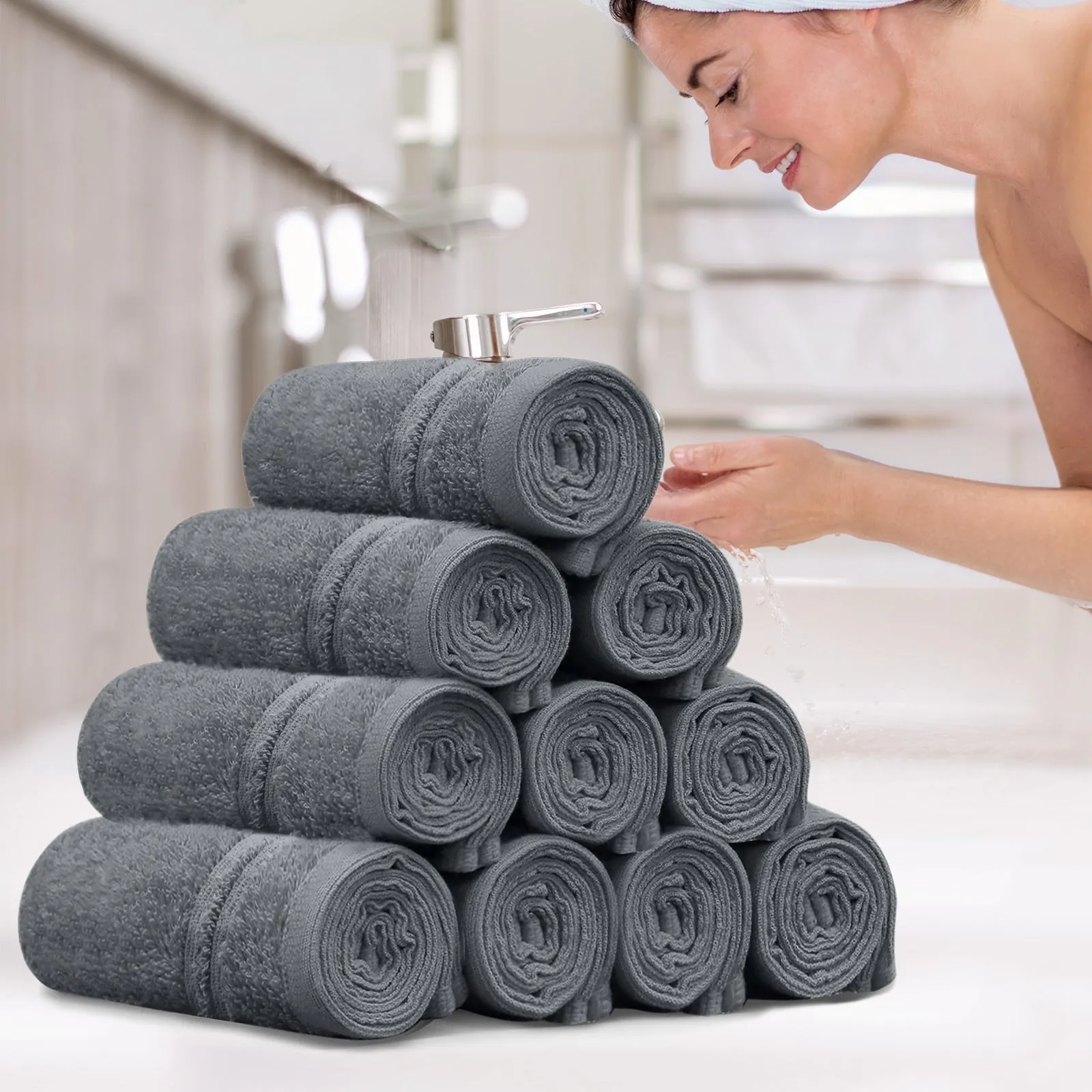 Linenova 450GSM Cotton Face Washer 10 Pack