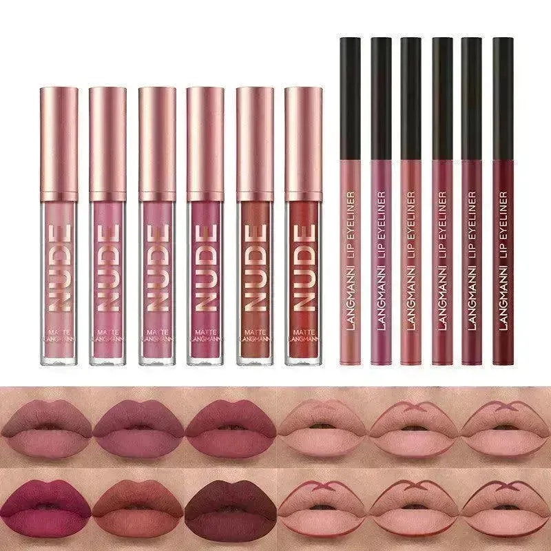 Lip Liner And Lipstick Makeup 12 Pcs Set 6 Matte Lipstick 6 Lip Liner Pens Waterproof Long Lasting Matte Lipstick Beauty Cosmetics Makeup Gift For Girls Lipstick Set