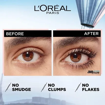 L'Oreal Paris Air Volume Mega Mascara Lightly Waterproof, 7.9 ml, Black, L'Oreal
