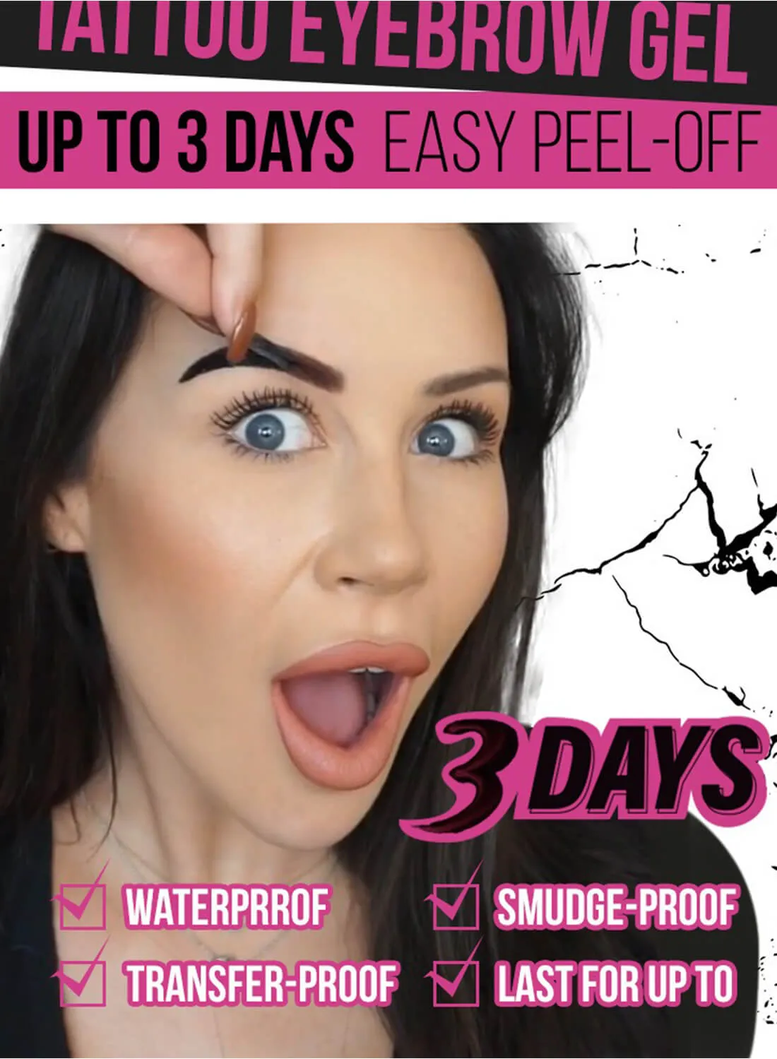 Peel Off Tattoo Eyebrow Gel, Semi Permanent Brow Tint, Last Up to 3 Days