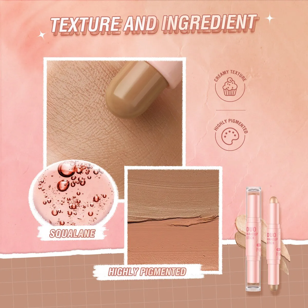 PINKFLASH Double Head Concealer Pen Face Makeup Waterproof Contouring Foundation Contour Blush Highlighter Stick Cosmetics