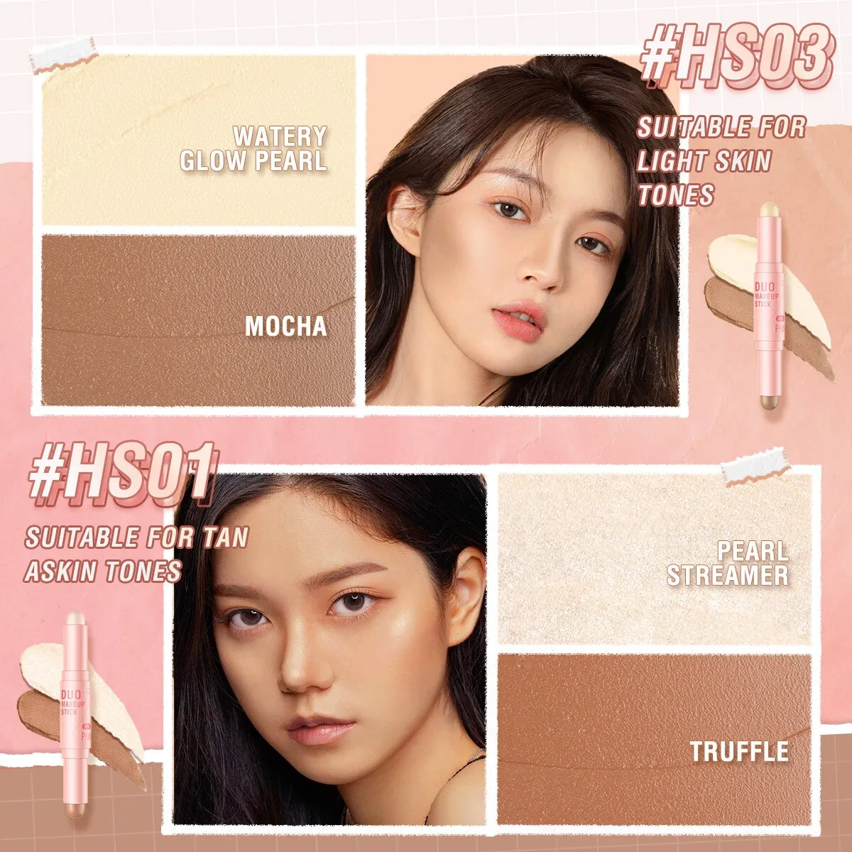 PINKFLASH Double Head Concealer Pen Face Makeup Waterproof Contouring Foundation Contour Blush Highlighter Stick Cosmetics