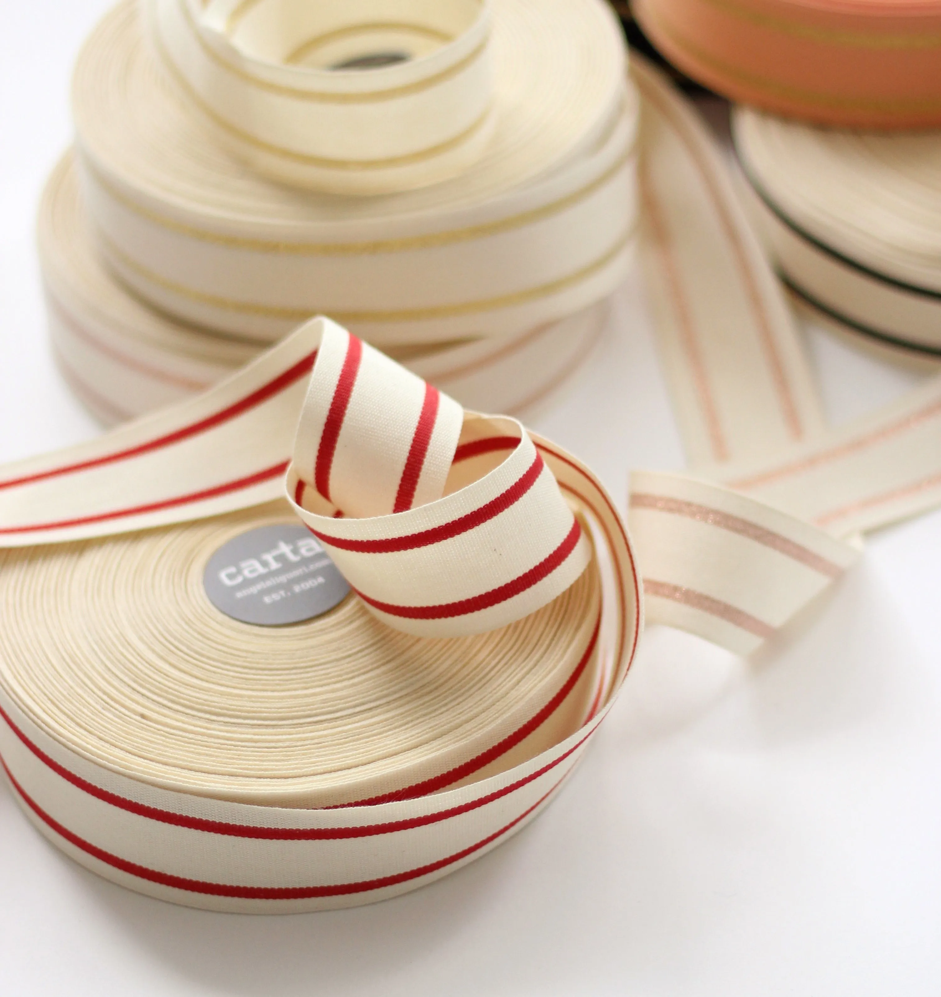 Striped cotton ribbon 1 ½” width - 44 yds ribbon