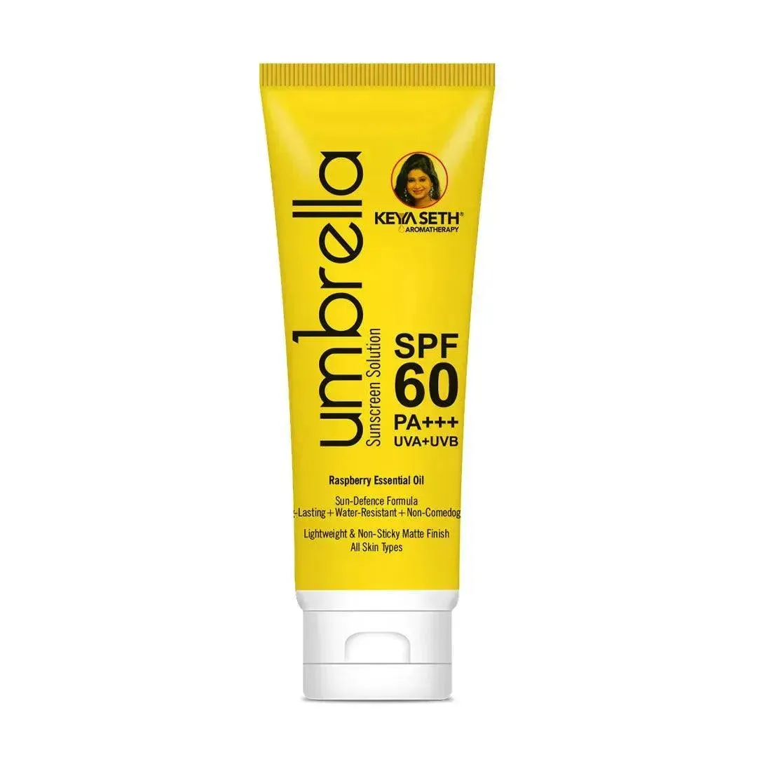 Umbrella Sunscreen Solution SPF 60, Broad Spectrum Protection, No White Cast, Lightweight Matte Finish with Raspberry Oil