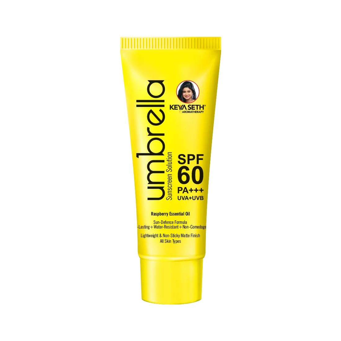 Umbrella Sunscreen Solution SPF 60, Broad Spectrum Protection, No White Cast, Lightweight Matte Finish with Raspberry Oil