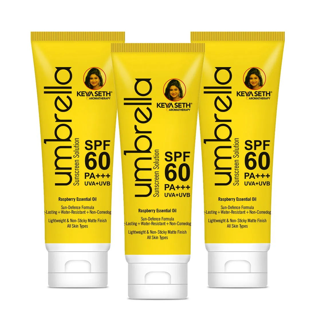 Umbrella Sunscreen Solution SPF 60, Broad Spectrum Protection, No White Cast, Lightweight Matte Finish with Raspberry Oil